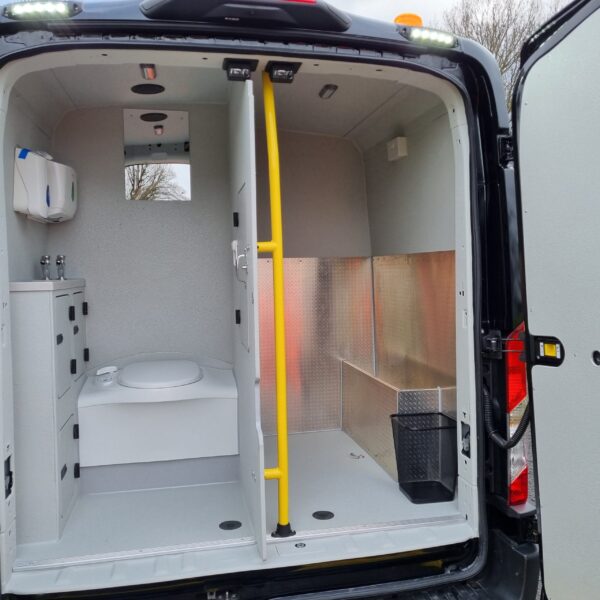 Sanitary facilities and toilet on the rugged welfare van hire
