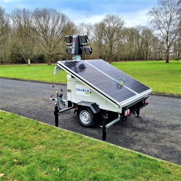 Solar panels on our portable site light for hire
