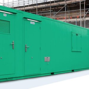 Front Image of a Green 24ft Static Welfare Cabin Hire