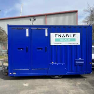 Enable Welfare's Toilet Block Hire Unit Front On View